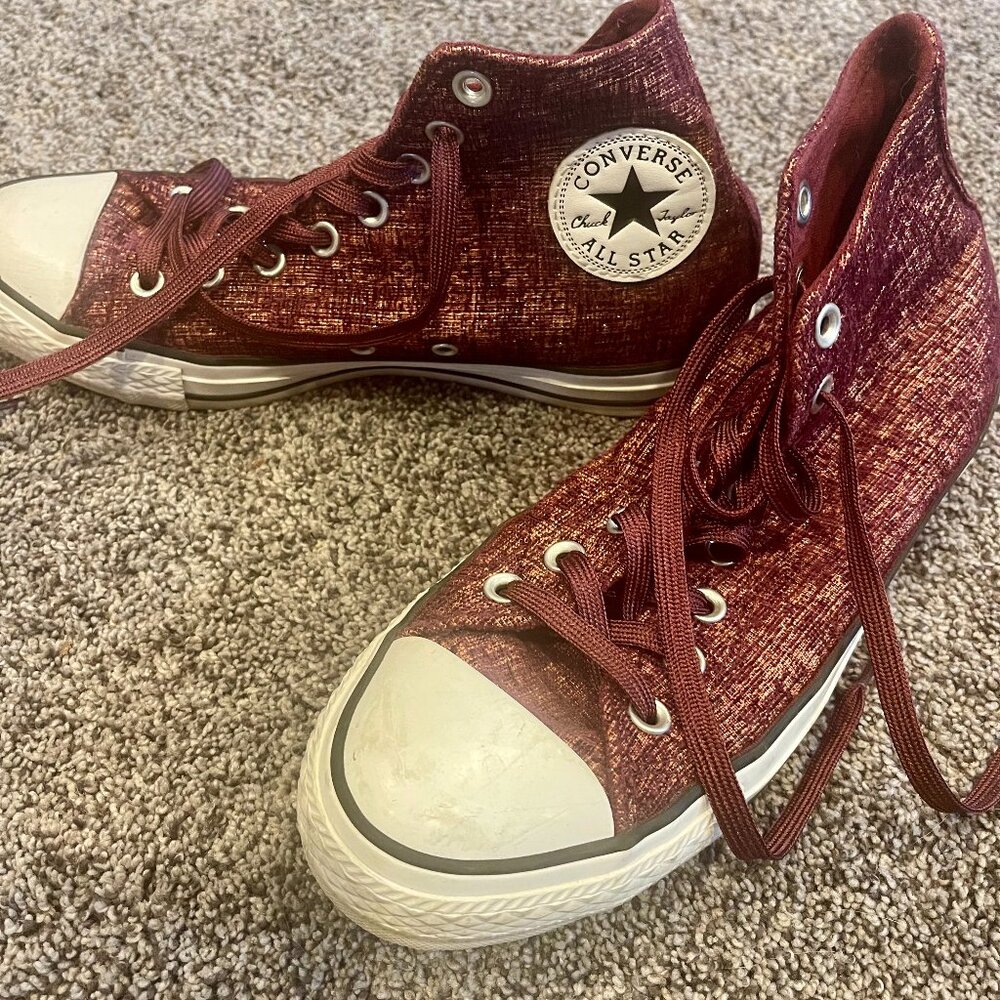 Converse Chuck Taylor All Star High Top Burgundy Shimmer Size 9